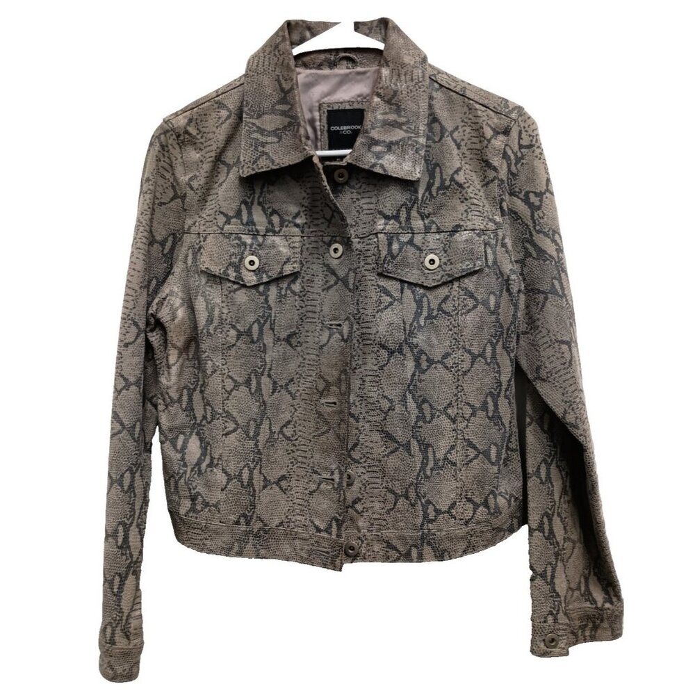 Colebrook &‎ Co Leather Jacket Womens Medium Beige Snakeskin Grunge Outdoor